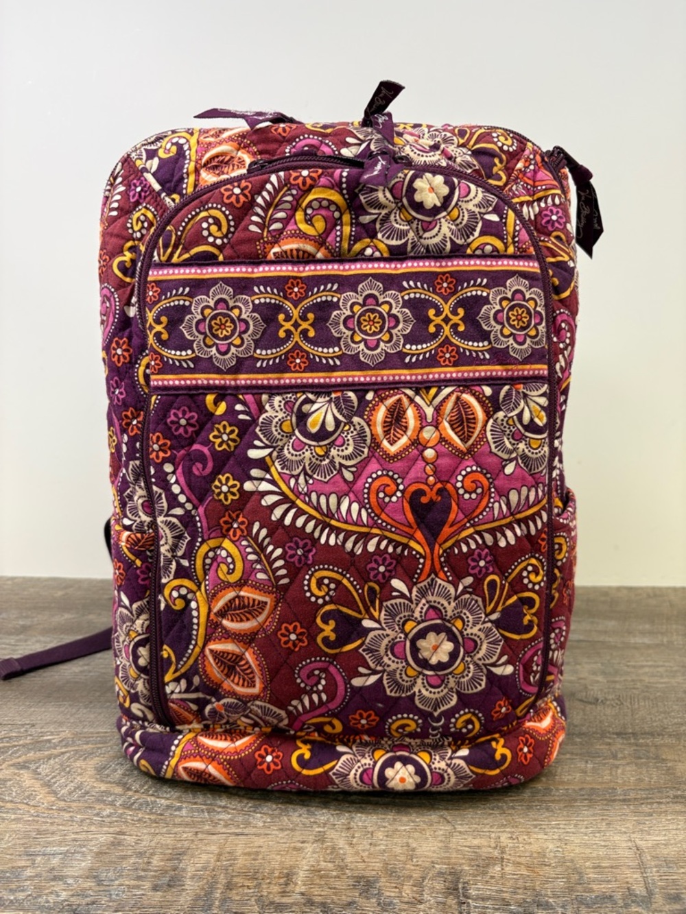 Vera Bradley Safari Sunset Laptop Backpack Retired Quilted Floral Travel Bag
